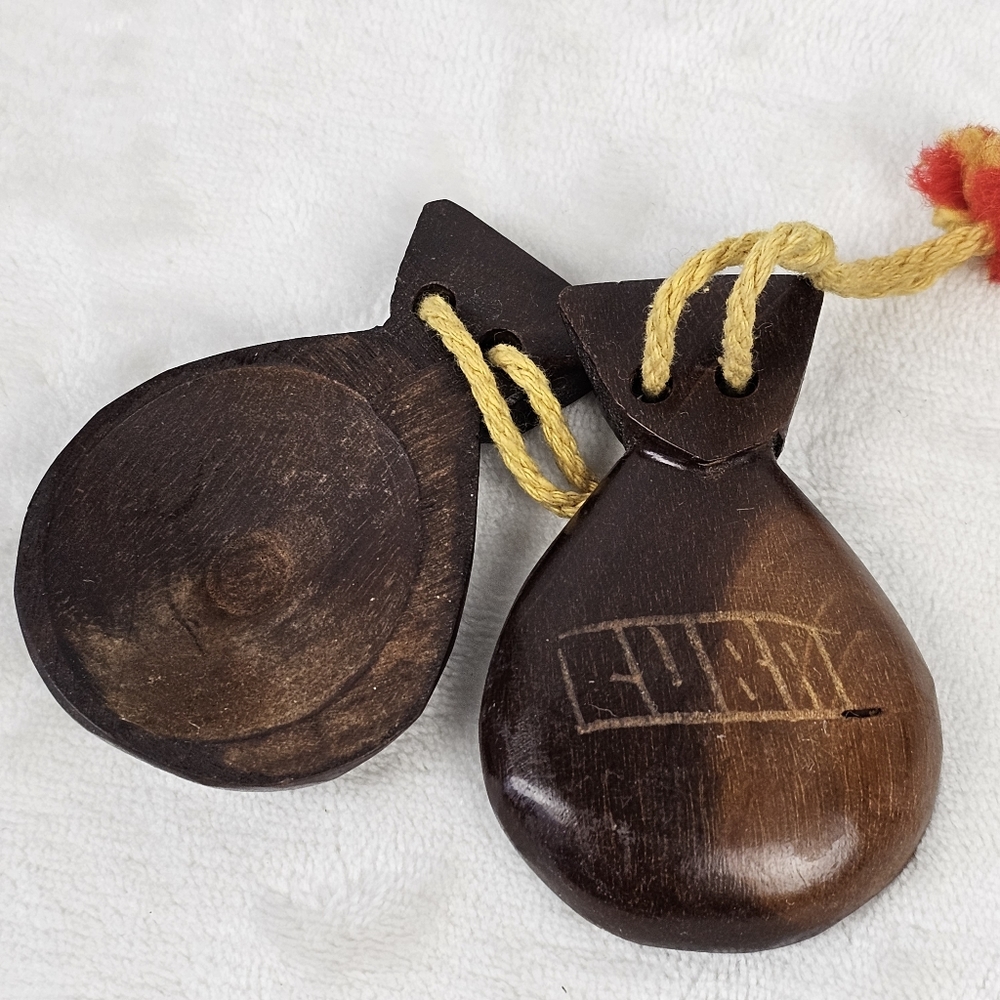 Vintage Hand Carved Castanets with CUBA Carved on One